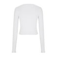 thumbnail image 5 of tarylea Going out Tops for Women Crew Neck Slim Fitted Crop Tops Long Sleeve Solid Color Tees Casual Trendy Cute Stretch Tops, 5 of 6