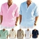 thumbnail image 1 of Camisas de hombre manga larga de lino para hombre Camisa casual suelta sólida Blusa Top Algodón Yanshi 2XL, 1 of 3