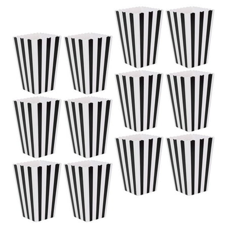 FOMIYES Black Paper Popcorn Boxes for Party Snacks and Storage Safe Reliable Lightweight 12pcs