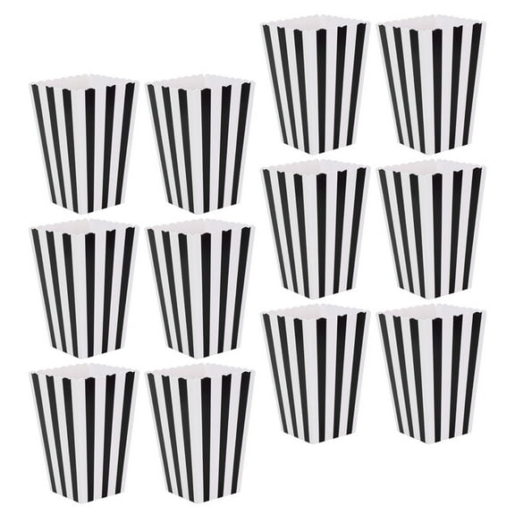 FOMIYES Black Paper Popcorn Boxes for Party Snacks and Storage Safe Reliable Lightweight 12pcs