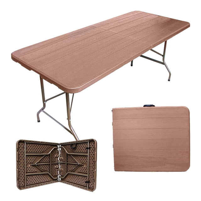 Mesa Portatil Plastico Portafolio Plegable 180cm Cafe JARDIMANÍA JM-M180Brown