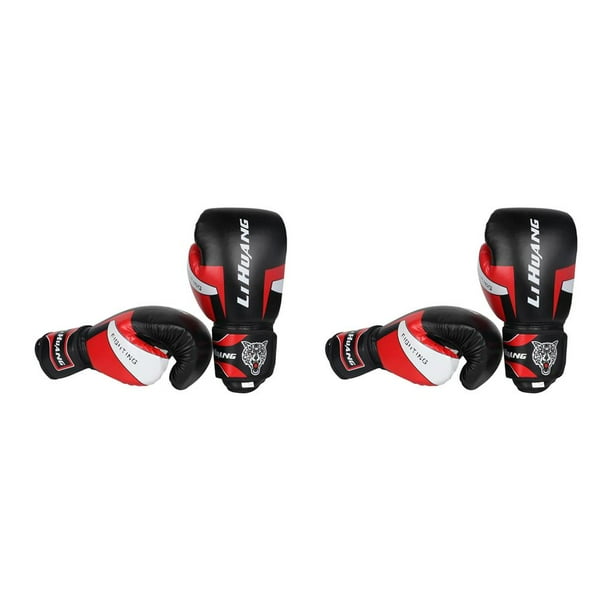 Naiovety Hombres Mujeres Guantes de entrenamiento de boxeo Sparring Kickboxing GYM Punching 12oz Rojo 6 oz negro 2piezas