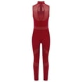 thumbnail image 3 of iiniim Kids Girls Shiny Full Body Unitard Rhinestone One Piece Leotard Sleeveless Gymnastics Dancewear Burgundy 8, 3 of 7