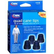 Carex Quad Cane Replacement Black Tips, 5/8", Made of TPR Rubber, 4 Count