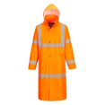 thumbnail image 4 of Portwest UH445 Men's Waterproof Hi Vis Raincoat - Reflective Lightweight Long Rain Jacket with Hood Safety Workwear ANSI Class 3 Orange, Medium, 4 of 7