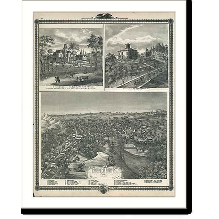 Historic Print, IA Council Bluff 1875 MAP, 16" x 20"