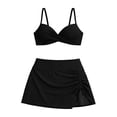 thumbnail image 4 of Swimsuit Women Solid Skirtini Set for Women Floral Print Tankini Swimsuit High Waist Bikini with Swim Skirt Beachwear Black L, 4 of 6