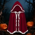 thumbnail image 2 of THDHVS shawl wraps for women,Poncho Shawl,Unisex Christmas Velvet Cape with Lace Trim and Attached Hood for Holiday Festivities Short Cloak Features Elegant Ruffle Detail for All Ages, 2 of 6