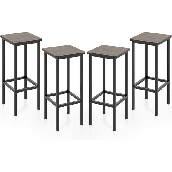 Safeplus 26" Square Industrial Bar Stools,Set of 4 Barstools with Metal Footrest for Dining Room, Kitchen