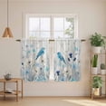 thumbnail image 2 of Blue Flowers Kitchen Curtains 45 Inch Length, Spring Birds Rustic Floral Pastoral Plants Tiers Curtains for Bathroom Bedroom Cafe, Light Filtering Small Window Treatment Drapes 2 Panels 42"Wx45"L, 2 of 8