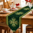 thumbnail image 2 of Saint Patrick's Day Table Runner Linen Burlap Table Runner 90 Inches Long Boho Green Golden Leaves Ethnic Motifs Dresser Scarves for Kitchen Island Coffee Dining Party Wedding Holiday Decor 13"x90", 2 of 8