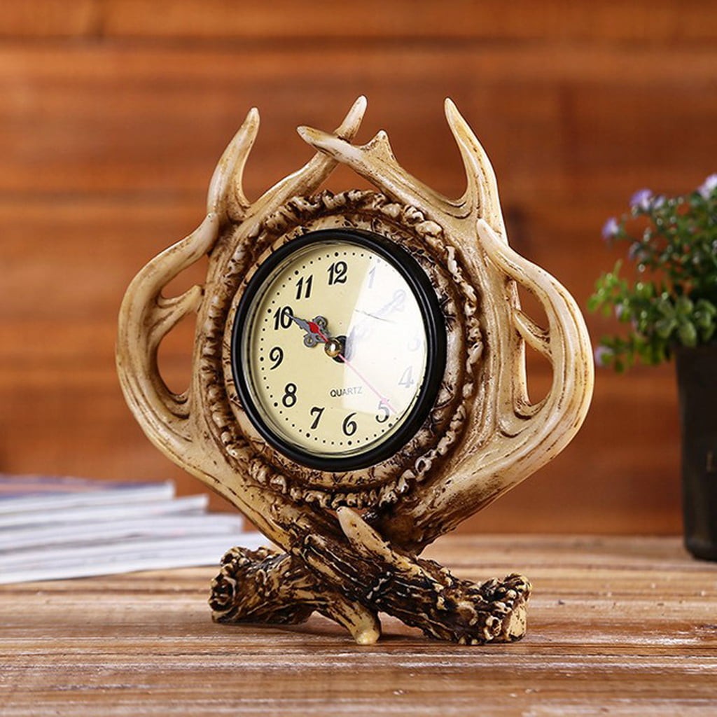Durable Resin Home Decor Antler Table Clock Great Gift Item 8.5"x5" Bestseller 