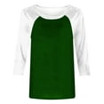 thumbnail image 4 of Htigea Women's 3/4 Raglan Sleeve Shirts Casual Crewneck Tees Patchwork Baseball Sport T Shirt Tops Army Green,M, 4 of 5