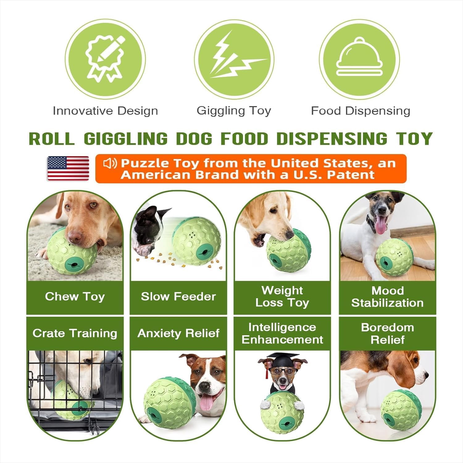 KADTC Dog Treat Dispenser, XL-Size, Wobble Giggle Ball, Roll Herding Egg, Tough Chew Toy for Large Aggressive Chewers, Interactive Indoor & Outdoor Play