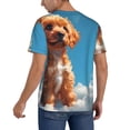thumbnail image 2 of Zufioo Blue Sky Cloud Puppy Print Men's Baseball Short Sleeve, Moisture Wicking Button-Down Hip Hop Tee-Large, 2 of 7