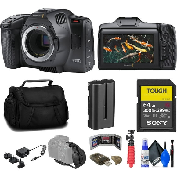 Blackmagic Appareil Photo de Cinéma de Poche au Design 6K G2 + 64 Go SF-G Carte Robuste + Sac + Plus