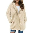thumbnail image 1 of Winter Coats for Womens Plus Size Fleece Jacket Long Sleeve Hooded Cardigan Sweatshirts Open Front Lapel Outerwears, 1 of 5