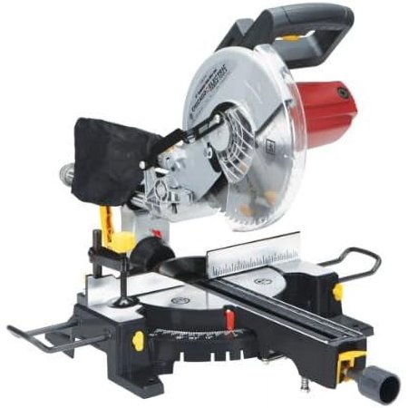 10 Inch Sliding Compound Miter Saw with 45 Degree Bevel and Dust Bag, Extension Bars and Table Clamp
