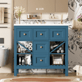 thumbnail image 2 of Furvclv 36" Bathroom Vanity With Sink, Bathroom Sink Cabinet With 5 Drawers, Open Shelves, Wood Frame Bathroom Dresser, Countertop & Integrated Sink Set, 2 of 9