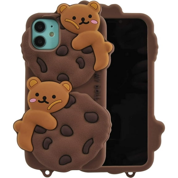 Cartoon Case for iPhone 11 6.1",3D Cute Soft Silicone Rubber Protective Gel Back Cover for Kids Girls (Bear-2, iPhone 11 6.1")
