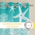 thumbnail image 6 of Teal Beige Ombre Coastal Kitchen Curtains Window Panels, Nautical Beach Starfish Coral Summer Insulated Window Treatment Curtain, Grommet Curtains for Bedroom/Living Room/Bathroom, 2 Piece 52"Wx84"L, 6 of 8