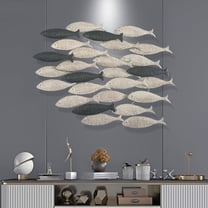 3D Metal Fish Wall Art Decor for Living Room, Modern Luxury Wall Art Sculpture Wall Hanging Decor for Bedroom Kitchen Bathroom
