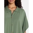 thumbnail image 5 of Time and Tru Women's Button Down Cover-Up, Green, Sizes S/M, 5 of 6