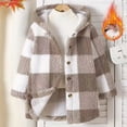 thumbnail image 2 of YunPes Girls Flannel Plaid Shacket Jacket Fuzzy Furry Hooded Jackets Sweatshirt Warm Soft Boys School Streetwear Trendy Outfits, 2 of 4