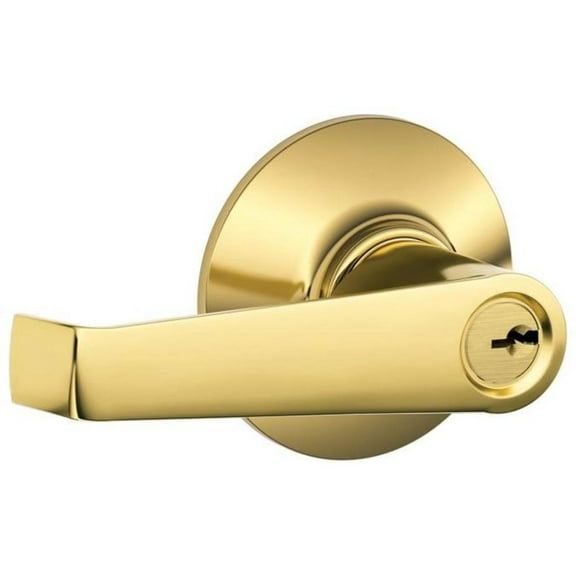 Schlage F51-Ela Elan Single Cylinder Keyed Entry Door Lever Set - Brass