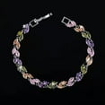 thumbnail image 2 of Silver Plated Cubic ZIrconia Multicolor Leaf Chain Link Bracelet Beauty Jewelry, 2 of 9