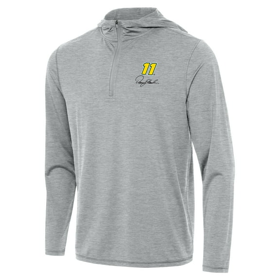 Men's Antigua  Heather Gray Denny Hamlin Tidy Quarter-Zip Hoodie