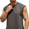 thumbnail image 6 of FRSASU Tank Top for Men Textured Sleeveless Streetwear Shirts Muscle Gym Workout Causal Summer Tank Tops Dark Gray, 6 of 7