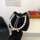 thumbnail image 4 of Bolso Mano Con Cadena Y Perlas Brillantes para Mujer Bolso Fiesta Con Diamantes Imitación Y Cordón (negro), 4 of 9