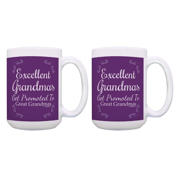 ThisWear Great Grandma Gift Set Excellent Grandmas Get Promoted to Great Grandmas 2Pack 15oz Mugs Cups Purple
