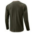 thumbnail image 2 of Htwon Mens Pullover Henley T-shirt for Men Long Sleeve Casual Slim Fit Button Comfy Tops Solid Color（Green, L）, 2 of 10