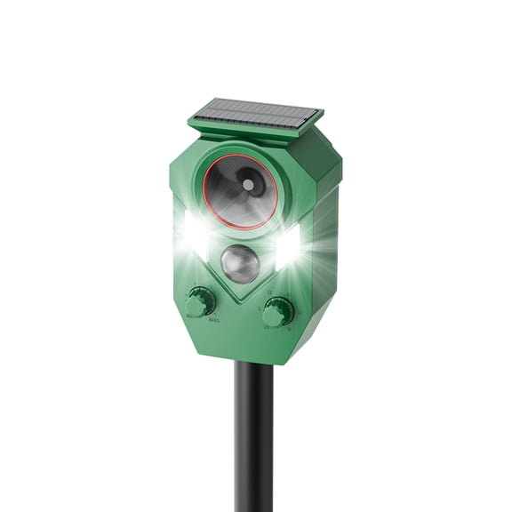 Solar Ultrasonic Animal Repeller Outdoor with PIR Sensor and Flashing LED Light, IP65 Waterproof, Deters Cats, Raccoons, Squirrels, Skunks & Rabbits for Yard, Garden & Lawn