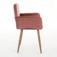 thumbnail image 6 of Velvet Fabric Upholstered Side Dining Chair with Metal Leg, Single Sofa Chair Breathable Design, Accent Chair with Armrest and Trapezoidal Back for Waiting Room, Bedroom, Balcony and Study, Pink, 6 of 7