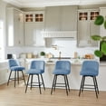 thumbnail image 4 of Modern Bar Stools Set of 4, 26" H Swivel Counter Height Barstools with High Backs, Kitchen Island Stools, For Bar & Home,Fabric, Blue, 4 of 7