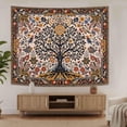 thumbnail image 5 of Folk Art Wall Tapestry - Tree of Life with Sun and Bird Wall Hanging for Bedroom and Living Room - Boho Floral Tapestries, 5 of 7
