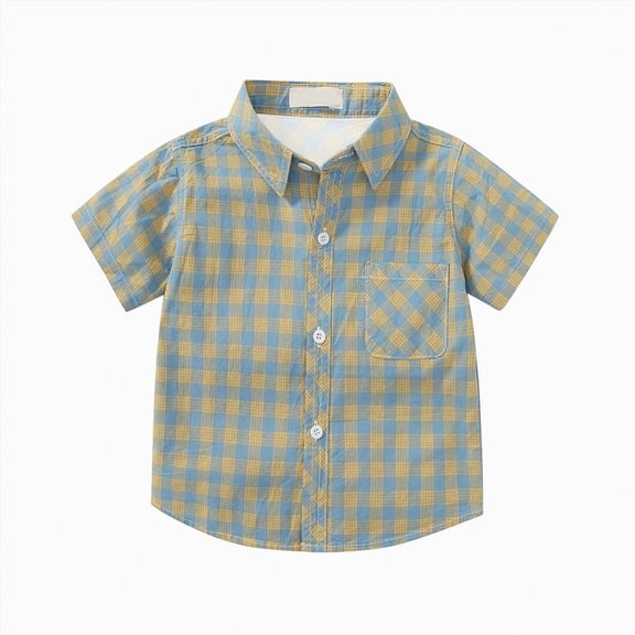 Sopiago Boys Long Sleeve Flannel Plaid Shirt Button Down Shirts Light Yellow,10-11 Years