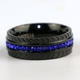 thumbnail image 5 of Black Gold Plated 8mm Titanium Steel Mens Ring Men Wedding Band Blue AAA CZ Man Ring, 5 of 6