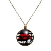 OWNTA Japanese Taekwondo Dojo Pattern Gorgeous Glass Circular Pendant Necklace for Women - Stunning Addition to Your Collection!