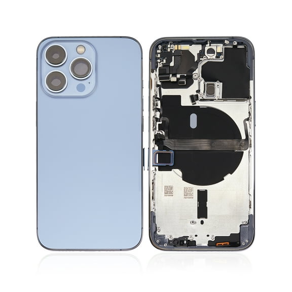 Replacement Back Housing W/ Small Components Pre-Installed Compatible For iPhone 13 Pro (No Logo) (Aftermarket Plus) (International Version) (Sierra Blue)