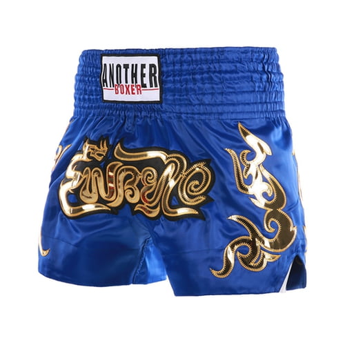 Skymirror Muay Thai Boxing Shorts Women Men Training Fighting Kickboxing Trunks Wide Elastic Waistband Embroidery Pattern Boxing Shorts