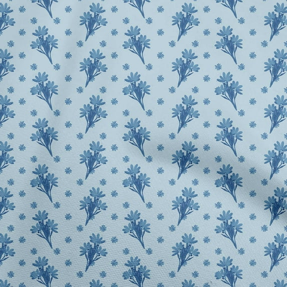 oneOone Cotton Poplin Twill Light Blue Fabric Floral Sewing Craft Projects Fabric Prints By Yard 56 Inch Wide