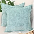 thumbnail image 2 of 24x24 Pillow Covers Mint Green Set of 2, Textured Chenille Large Square Cushion Covers / Pillow Shams Light Green, Oversized Soft Pillowcases For Sofa couch Bed, 2 of 7