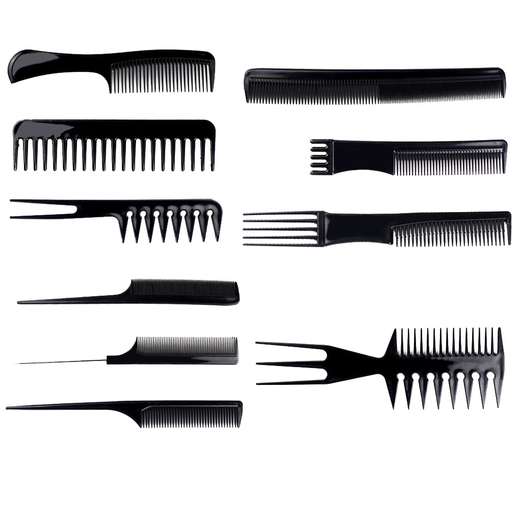 10pcs/set Styling Comb Home Salon Barber Shop Wide Tooth Comb Kit Women ...