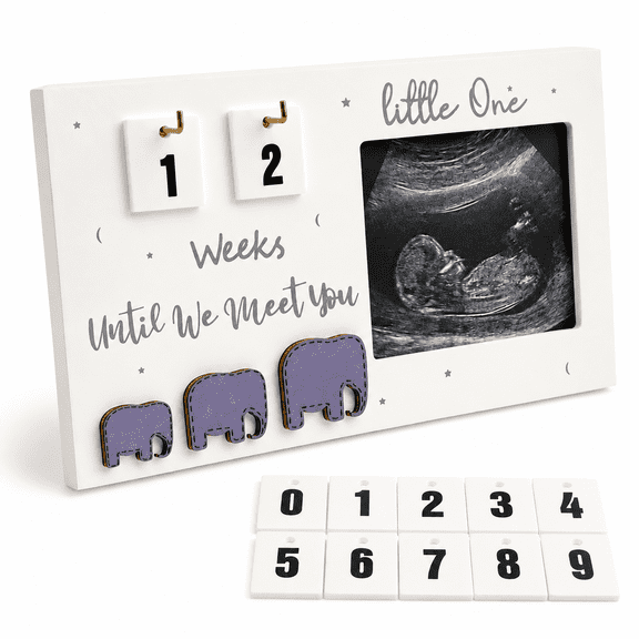 Sonogram Picture Frame Ultrasound Photo Frame with Countdown Weeks Elephant Nursery Decor