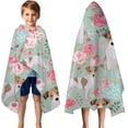 thumbnail image 3 of Jack Russell Terrier Dog and Flower Hooded Bath Towel，50"x30" for Ages 3 To 12 Kids, Quick Dry Lightweight Soft Microfiber Hood Beach Towel Cover Up for Kids, 3 of 7