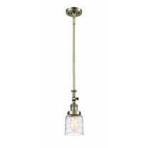 206-AB-G513-Innovations Lighting-Bell - 1 Light Stem Hung Tiltable Mini Pendant In Industrial Style-14 Inches Tall and 5 Inches Wide-Antique Brass
